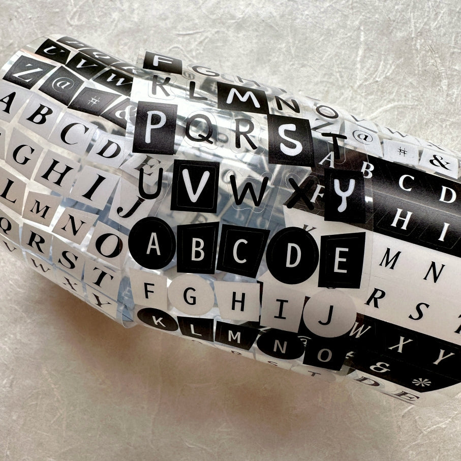 Candy Poetry - Black & White Letters kiss-cut PET tape SAMPLES