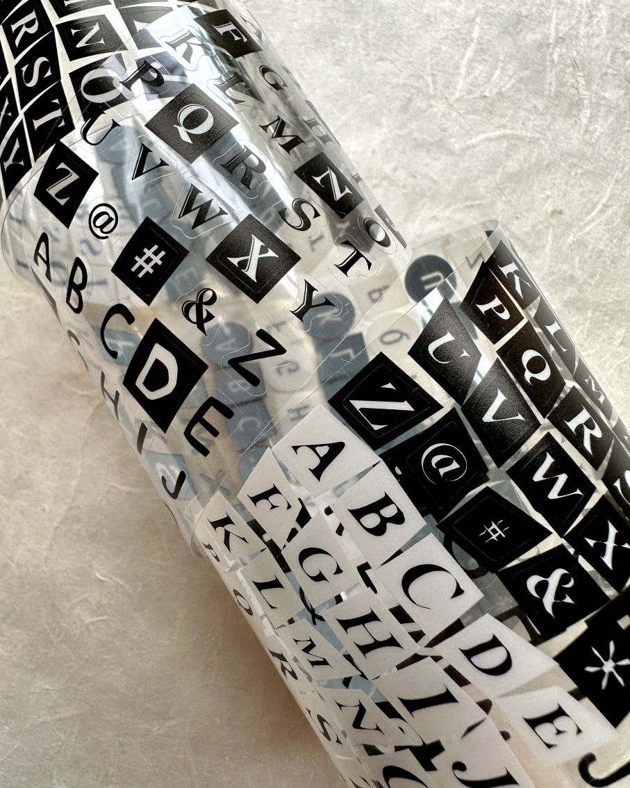 Candy Poetry - Black & White Letters kiss-cut PET tape SAMPLES