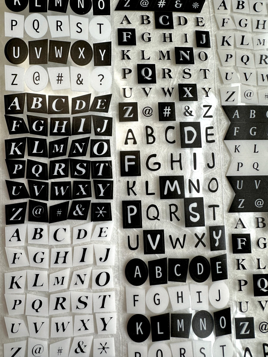 Candy Poetry - Black & White Letters kiss-cut PET tape SAMPLES