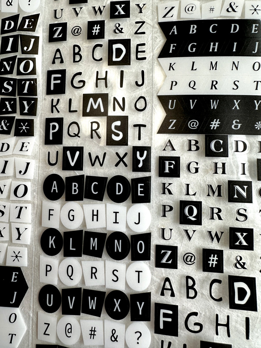 Candy Poetry - Black & White Letters kiss-cut PET tape SAMPLES