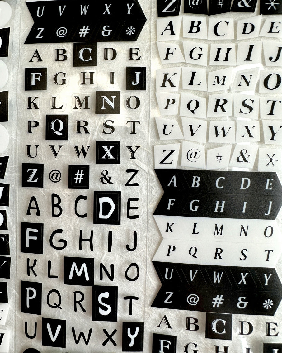Candy Poetry - Black & White Letters kiss-cut PET tape SAMPLES