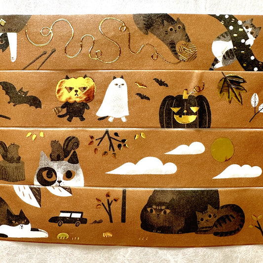 The Cats Sesame & Peanut - Autumn gold-foil washi tape SAMPLES
