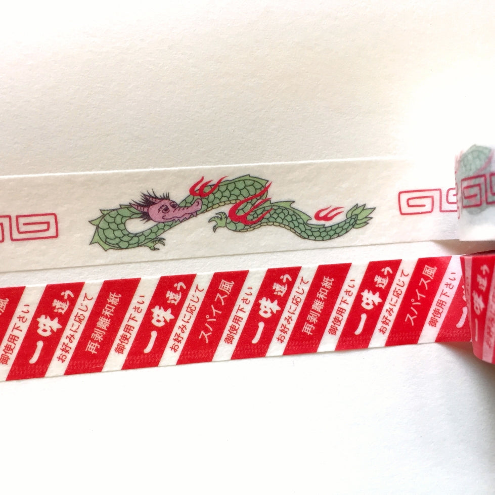 Cobato - Chinese dinnerware dragon & Red diagonal print washi tape SAMPLES