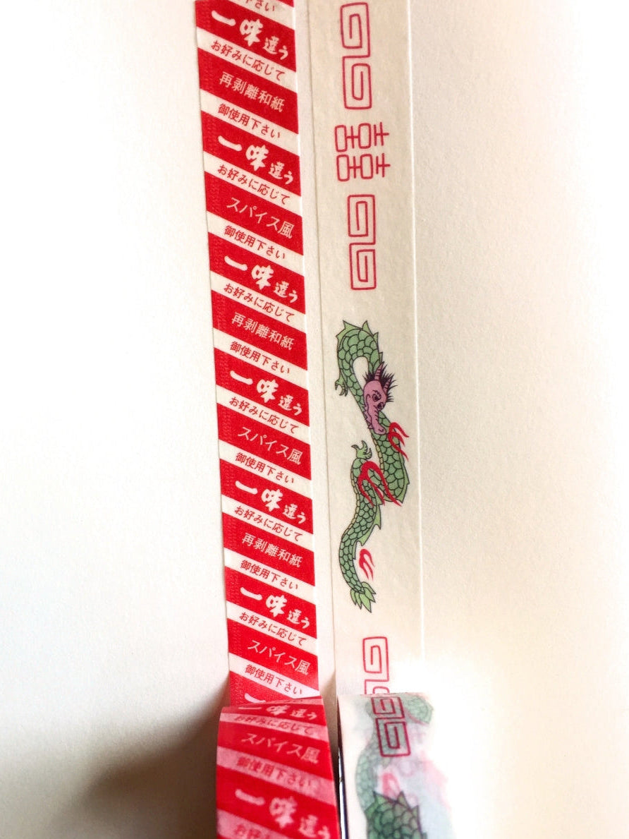 Cobato - Chinese dinnerware dragon & Red diagonal print washi tape SAMPLES