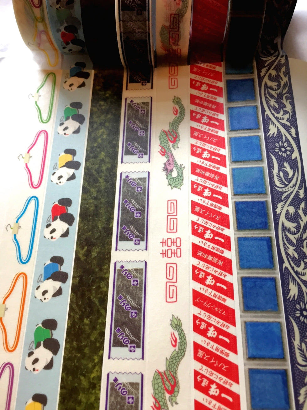 Cobato - Chinese dinnerware dragon & Red diagonal print washi tape SAMPLES
