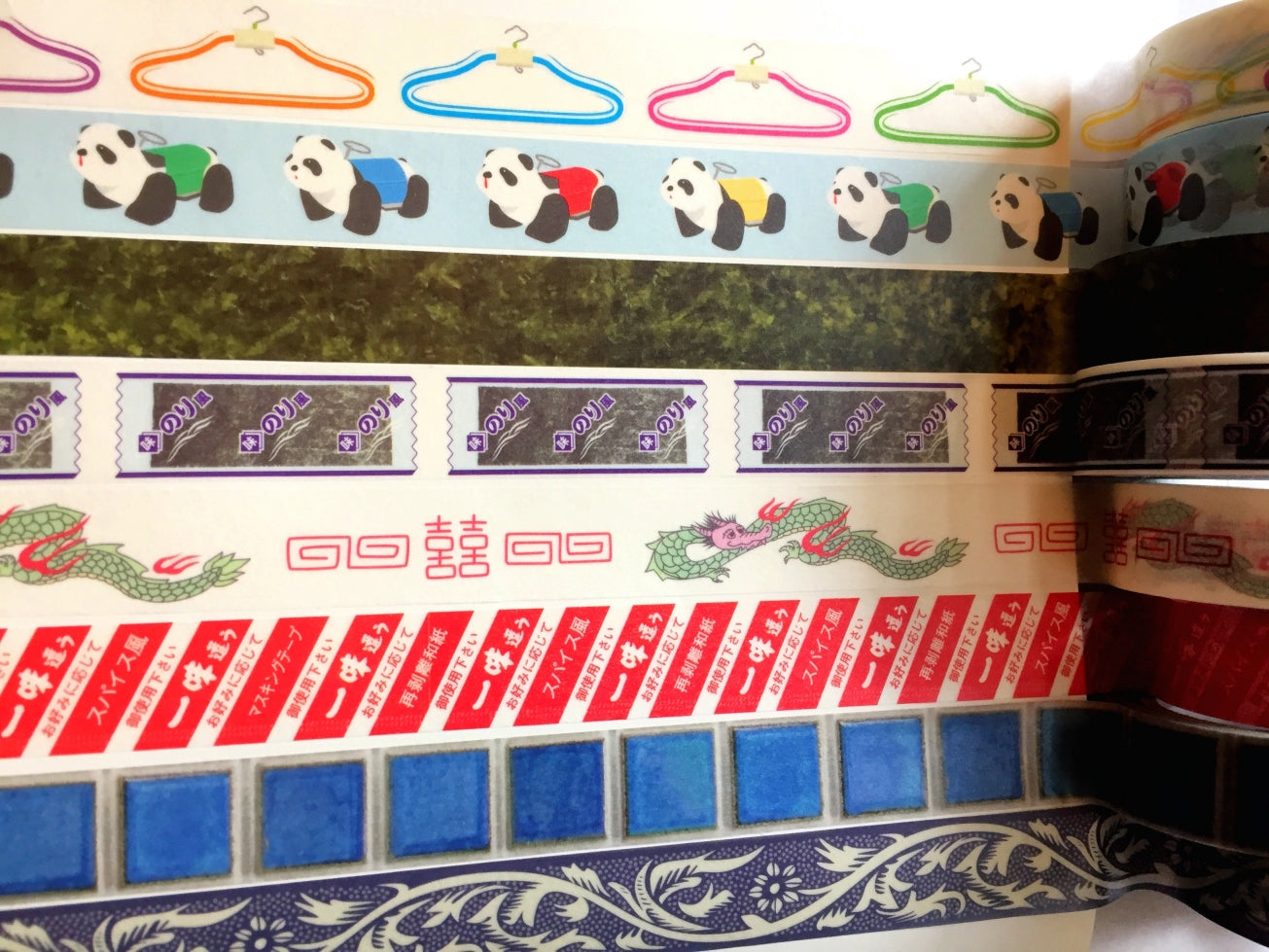 Cobato - Chinese dinnerware dragon & Red diagonal print washi tape SAMPLES
