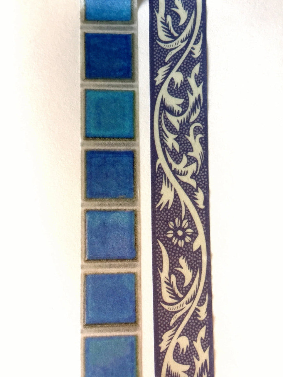Cobato - Blue tiles & Floral scroll washi tape SAMPLES