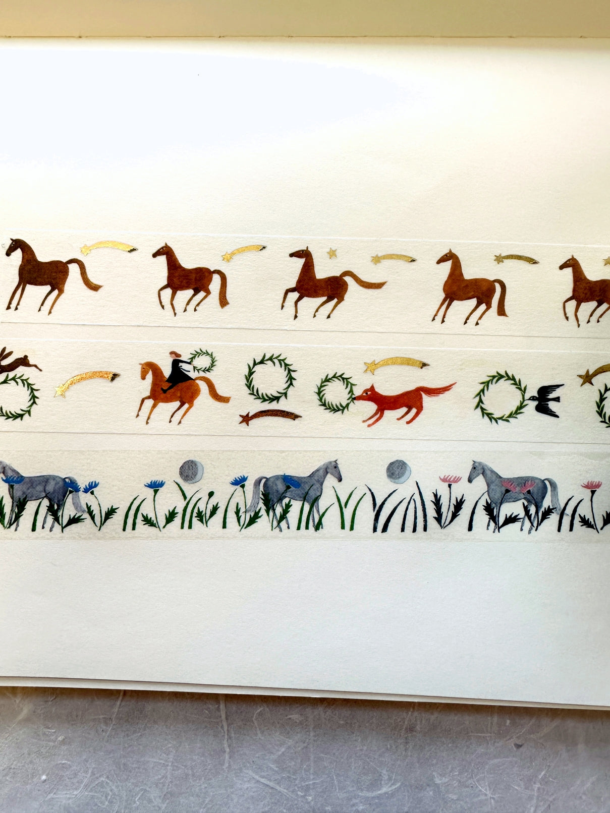 Cozyca x Nishi Shuku - Horse gold-foil washi tapes SAMPLER SET | Year of the Horse