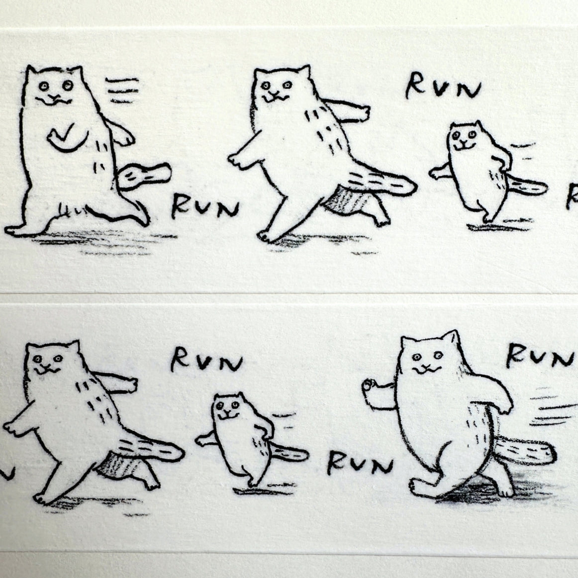 Dawning Crow - Running Cat washi tape SAMPLES