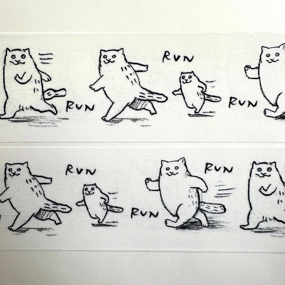 Dawning Crow - Running Cat washi tape SAMPLES