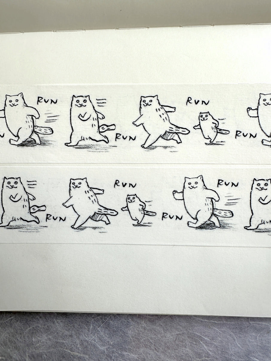 Dawning Crow - Running Cat washi tape SAMPLES