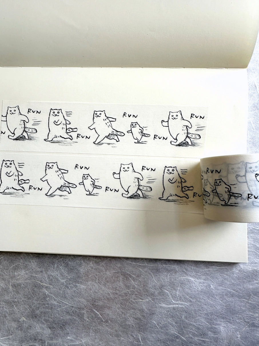 Dawning Crow - Running Cat washi tape SAMPLES