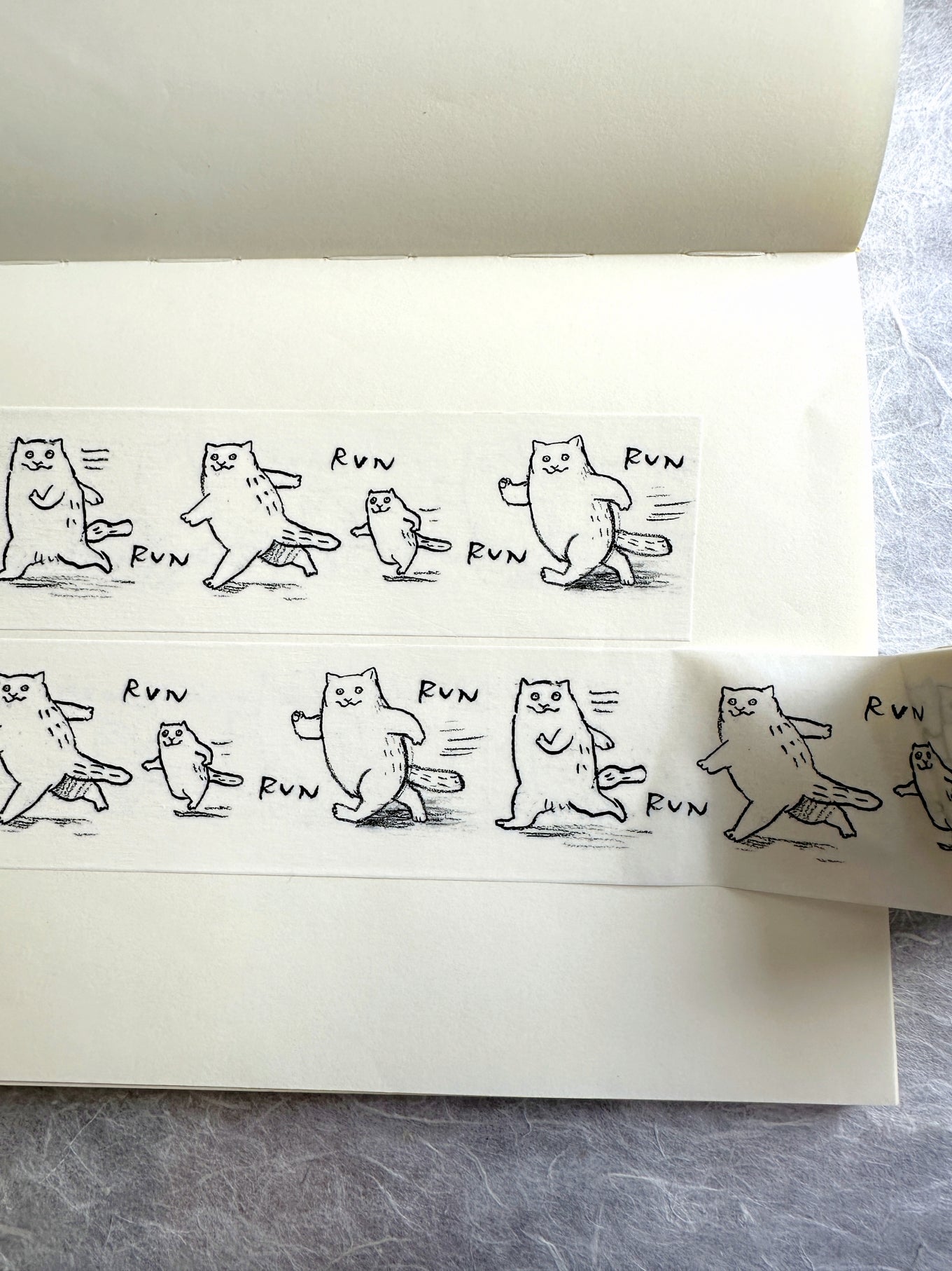 Dawning Crow - Running Cat washi tape SAMPLES