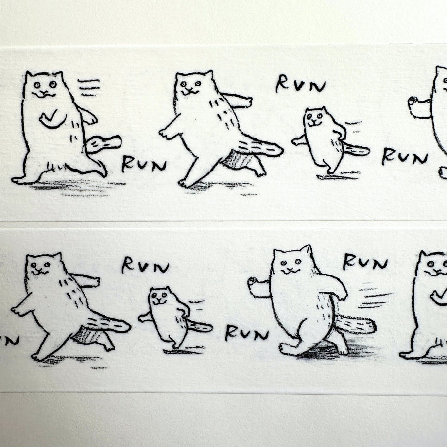 Dawning Crow - Running Cat washi tape SAMPLES