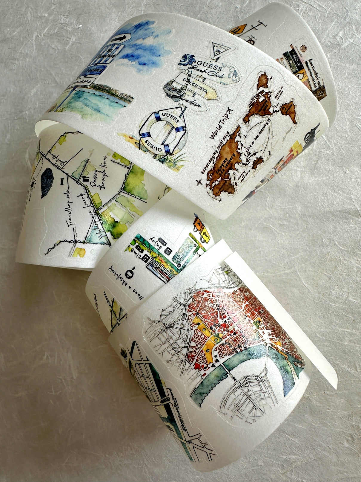 Dengdeng Studio - Travel collection kiss-cut washi tapes SAMPLES
