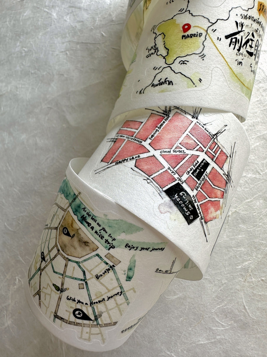 Dengdeng Studio - Travel collection kiss-cut washi tapes SAMPLES