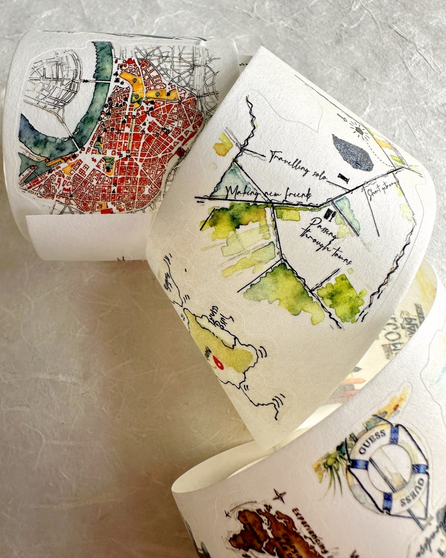 Dengdeng Studio - Travel collection kiss-cut washi tapes SAMPLES