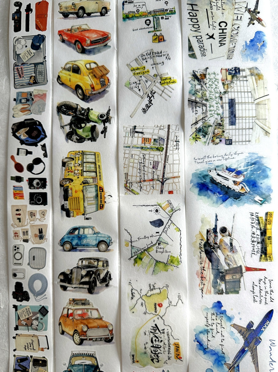 Dengdeng Studio - Travel collection kiss-cut washi tapes SAMPLES