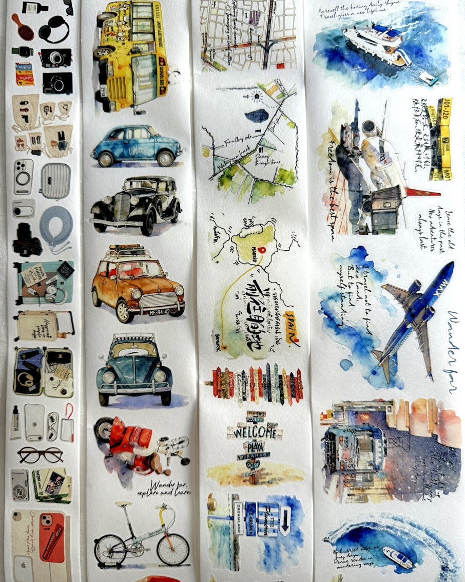 Dengdeng Studio - Travel collection kiss-cut washi tapes SAMPLES