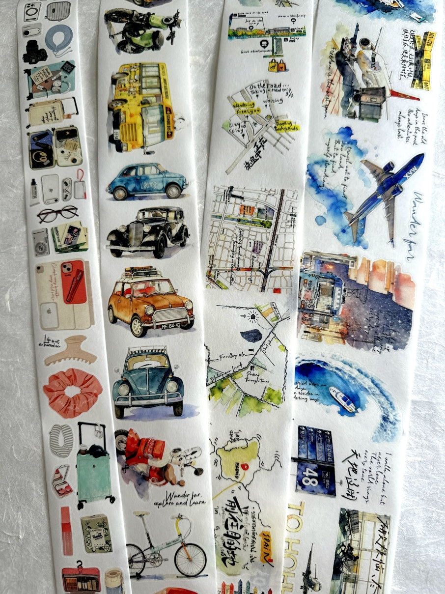 Dengdeng Studio - Travel collection kiss-cut washi tapes SAMPLES