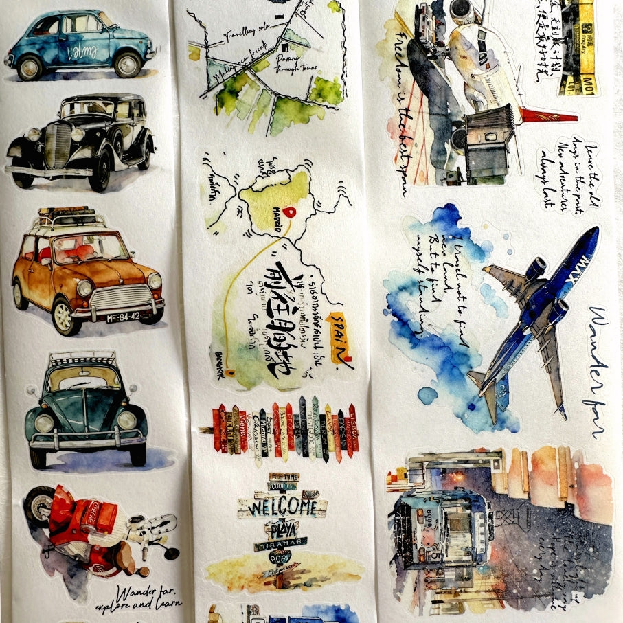 Dengdeng Studio - Travel collection kiss-cut washi tapes SAMPLES
