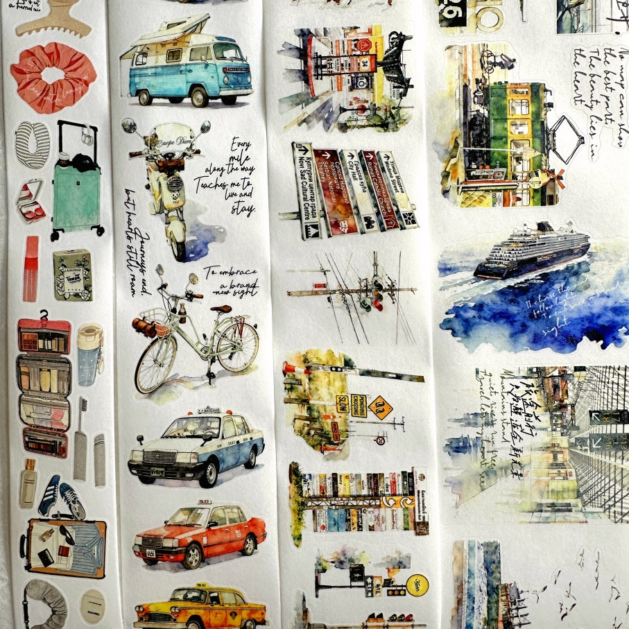 Dengdeng Studio - Travel collection kiss-cut washi tapes SAMPLES