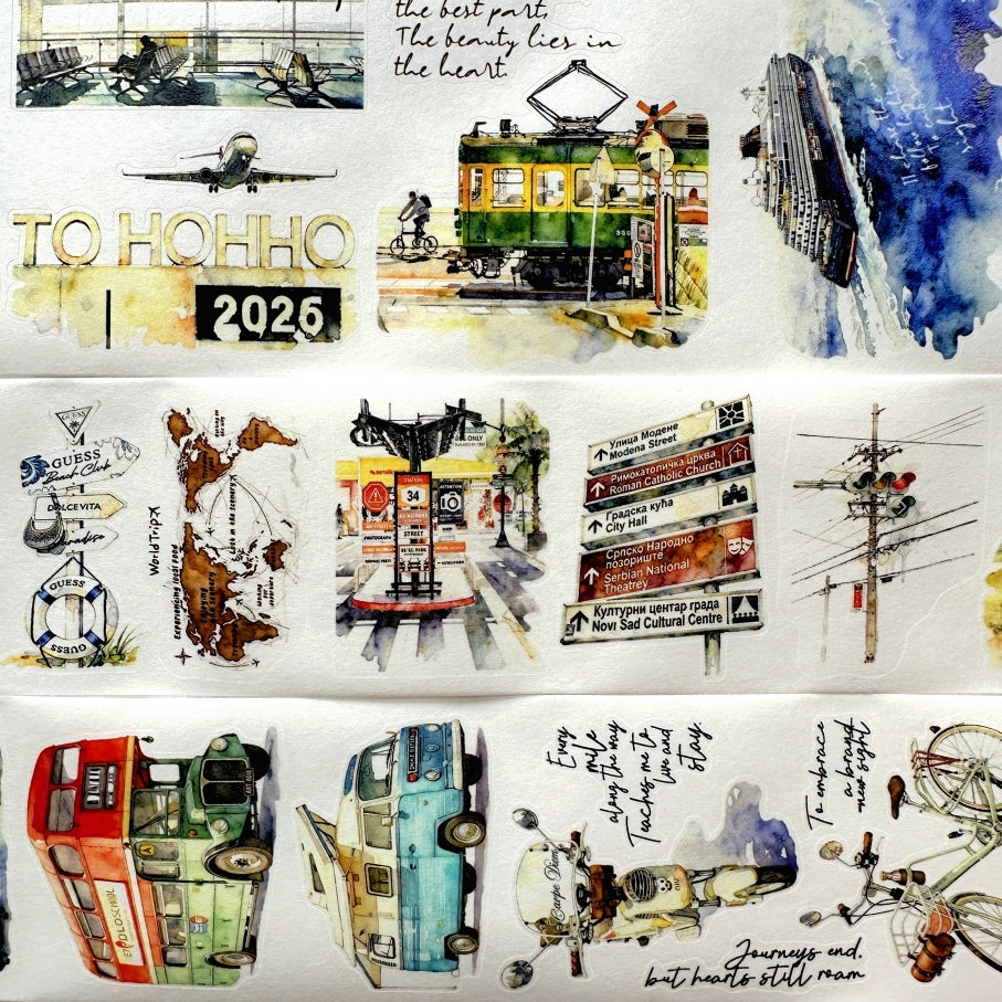Dengdeng Studio - Travel collection kiss-cut washi tapes SAMPLES