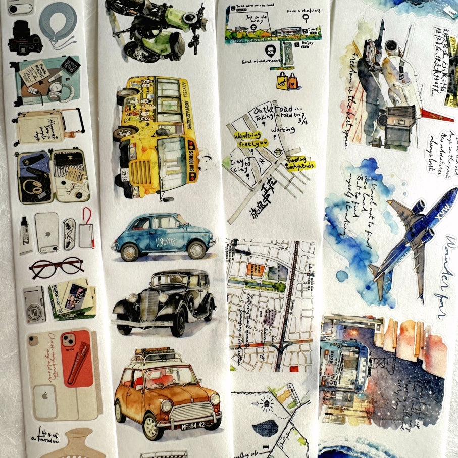Dengdeng Studio - Travel collection kiss-cut washi tapes SAMPLES