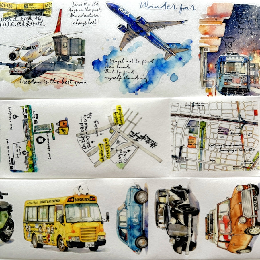 Dengdeng Studio - Travel collection kiss-cut washi tapes SAMPLES