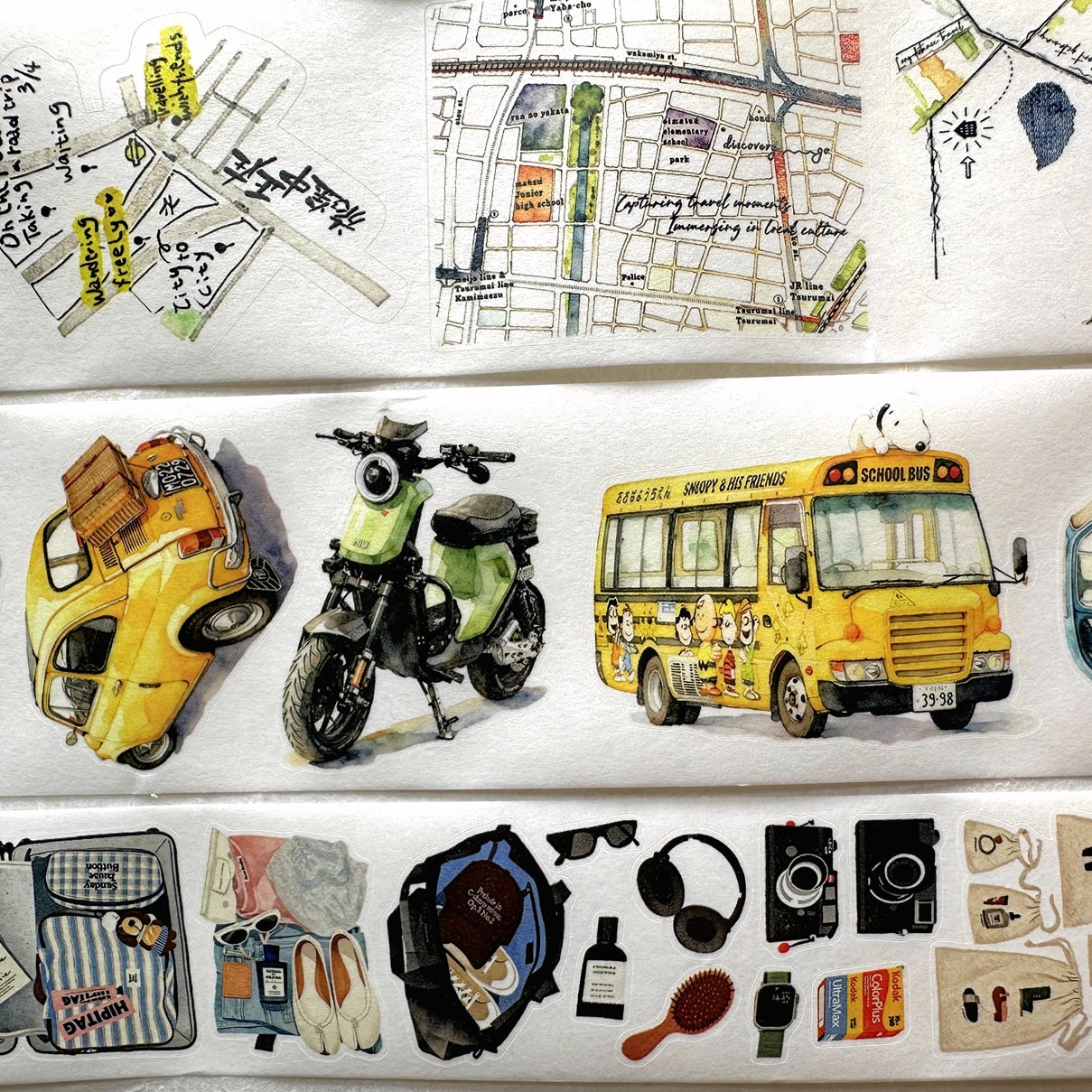 Dengdeng Studio - Travel collection kiss-cut washi tapes SAMPLES