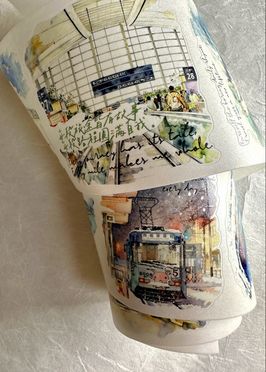 Dengdeng Studio - Travel collection kiss-cut washi tapes SAMPLES