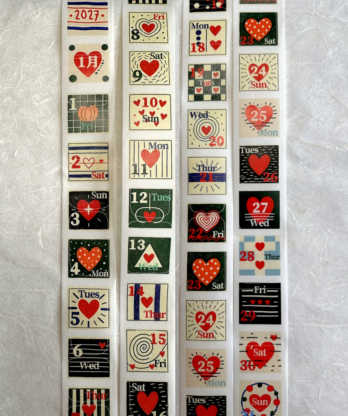 Dengdeng Studio - 2027 month-by-month date stickers kiss-cut washi tape sticker roll SAMPLES