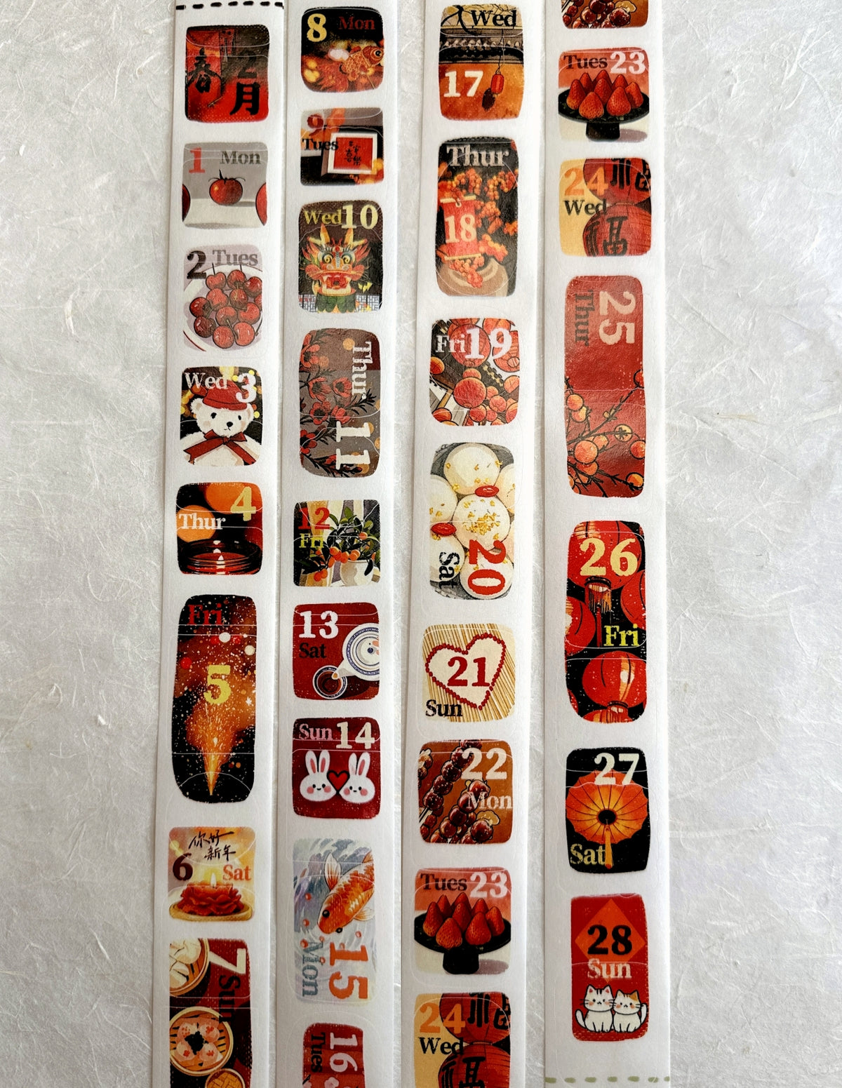 Dengdeng Studio - 2027 month-by-month date stickers kiss-cut washi tape sticker roll SAMPLES