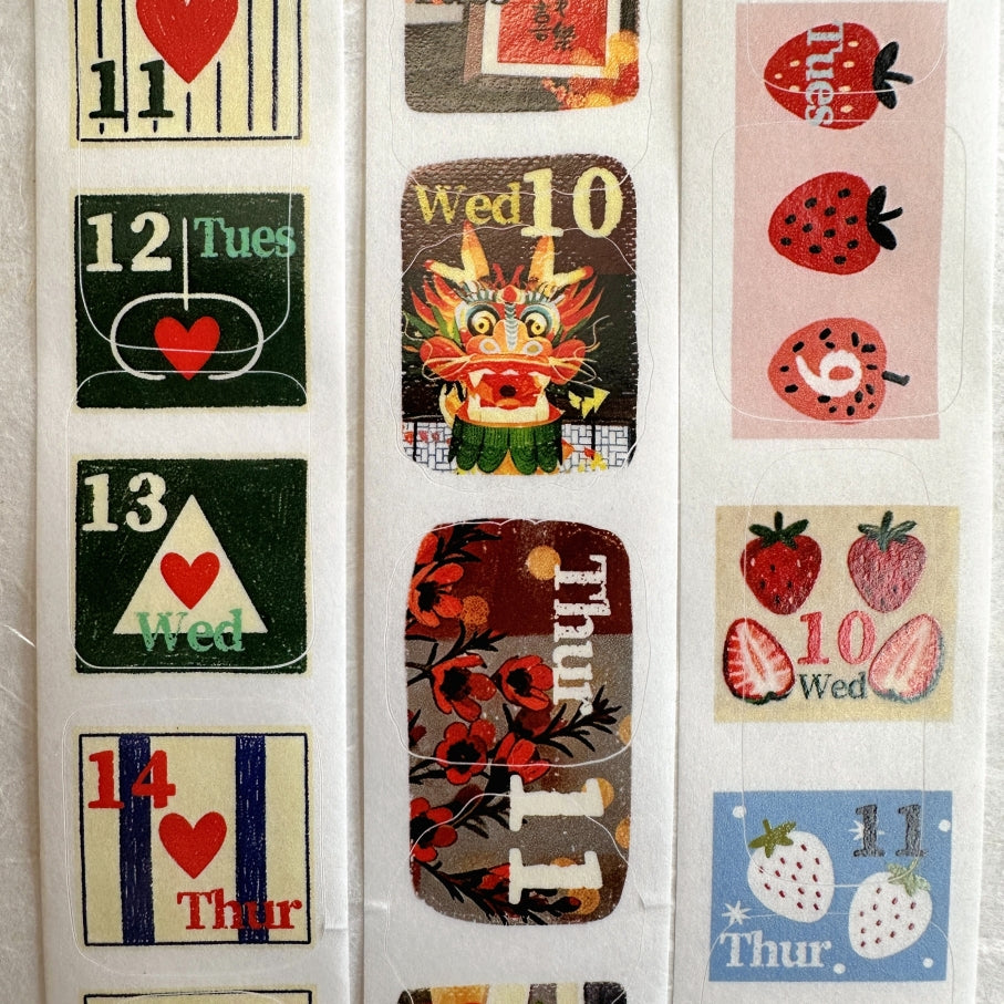 Dengdeng Studio - 2027 month-by-month date stickers kiss-cut washi tape sticker roll SAMPLES