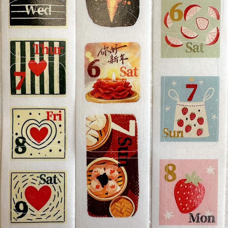 Dengdeng Studio - 2027 month-by-month date stickers kiss-cut washi tape sticker roll SAMPLES