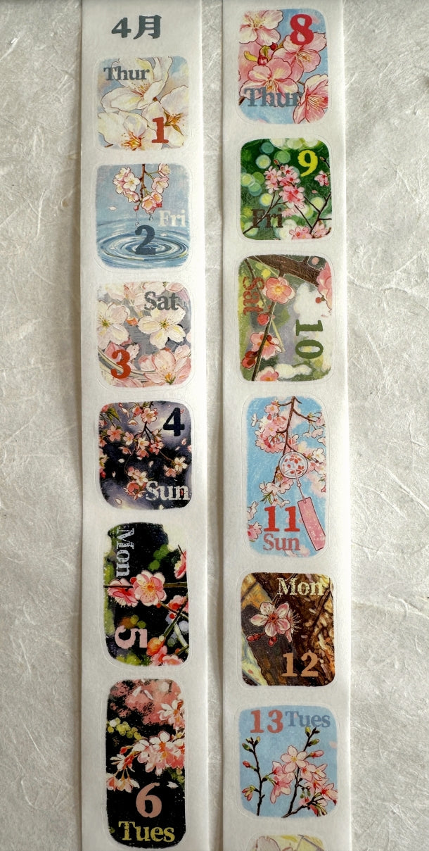Dengdeng Studio - 2027 month-by-month date stickers kiss-cut washi tape sticker roll SAMPLES