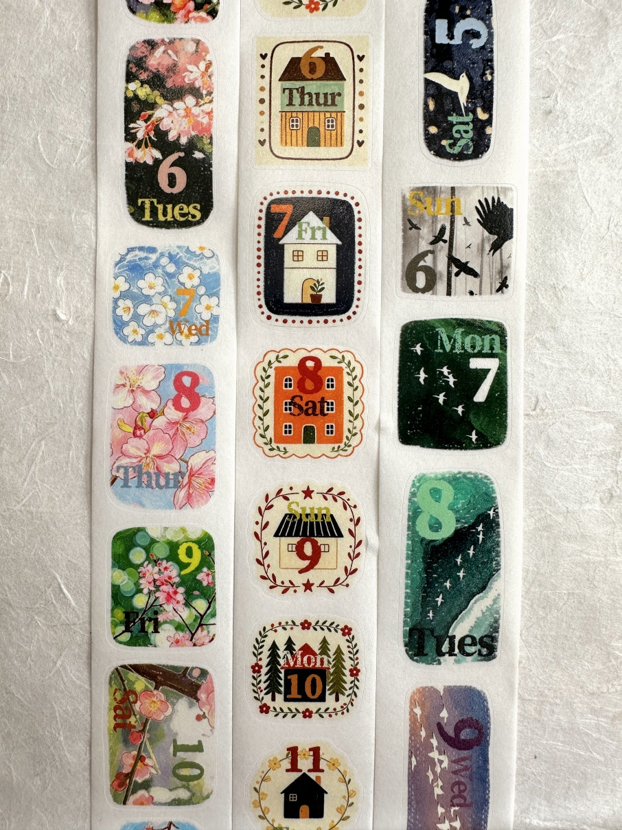 Dengdeng Studio - 2027 month-by-month date stickers kiss-cut washi tape sticker roll SAMPLES