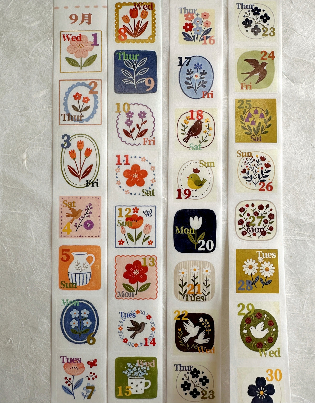 Dengdeng Studio - 2027 month-by-month date stickers kiss-cut washi tape sticker roll SAMPLES