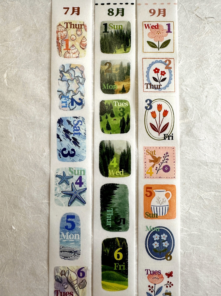 Dengdeng Studio - 2027 month-by-month date stickers kiss-cut washi tape sticker roll SAMPLES