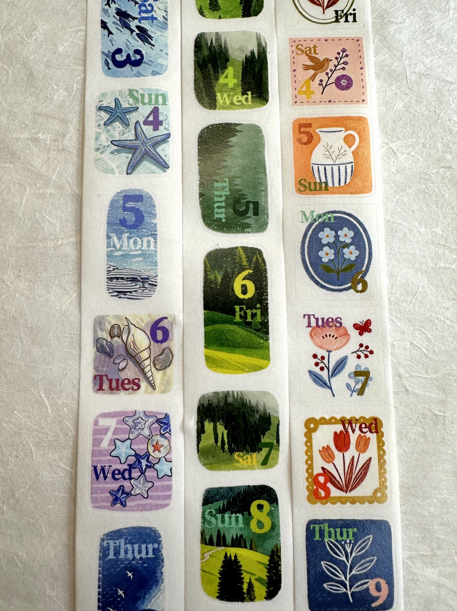 Dengdeng Studio - 2027 month-by-month date stickers kiss-cut washi tape sticker roll SAMPLES