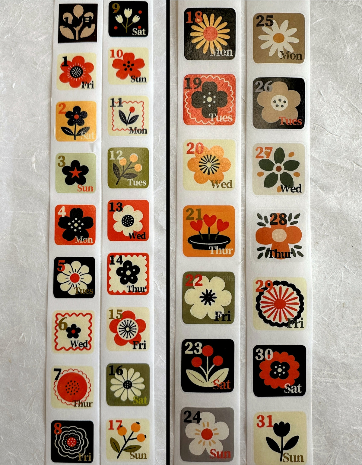 Dengdeng Studio - 2027 month-by-month date stickers kiss-cut washi tape sticker roll SAMPLES