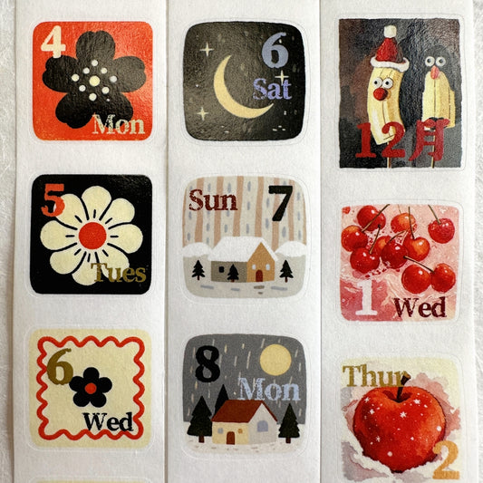 Dengdeng Studio - 2027 month-by-month date stickers kiss-cut washi tape sticker roll SAMPLES