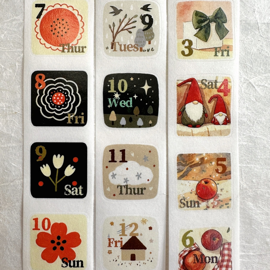 Dengdeng Studio - 2027 month-by-month date stickers kiss-cut washi tape sticker roll SAMPLES