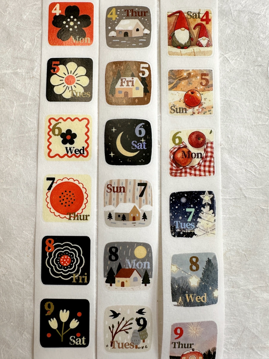 Dengdeng Studio - 2027 month-by-month date stickers kiss-cut washi tape sticker roll SAMPLES