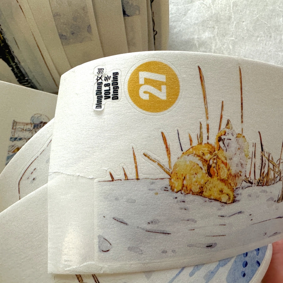 Ding Ding - Winter washi loop 333 cm | **DISCOUNTED due to mild edge damage at start of roll (stickers are unharmed!)**