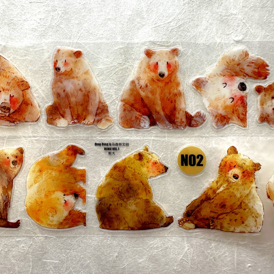 Ding Ding - Chubby bear kiss-cut PET tape SAMPLES
