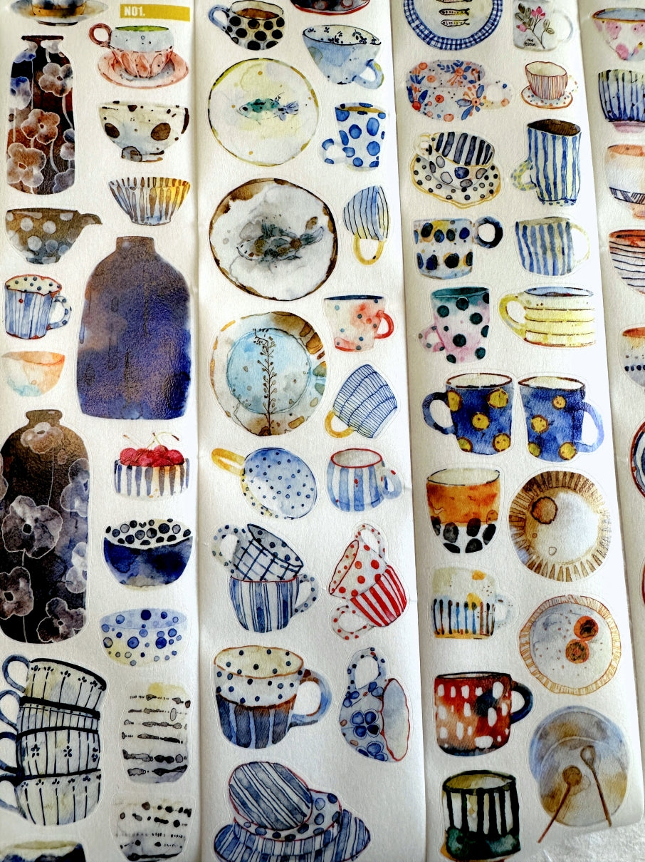 Ding Ding - Gentle Moments, Soothing Ceramics kiss-cut washi tape SAMPLES