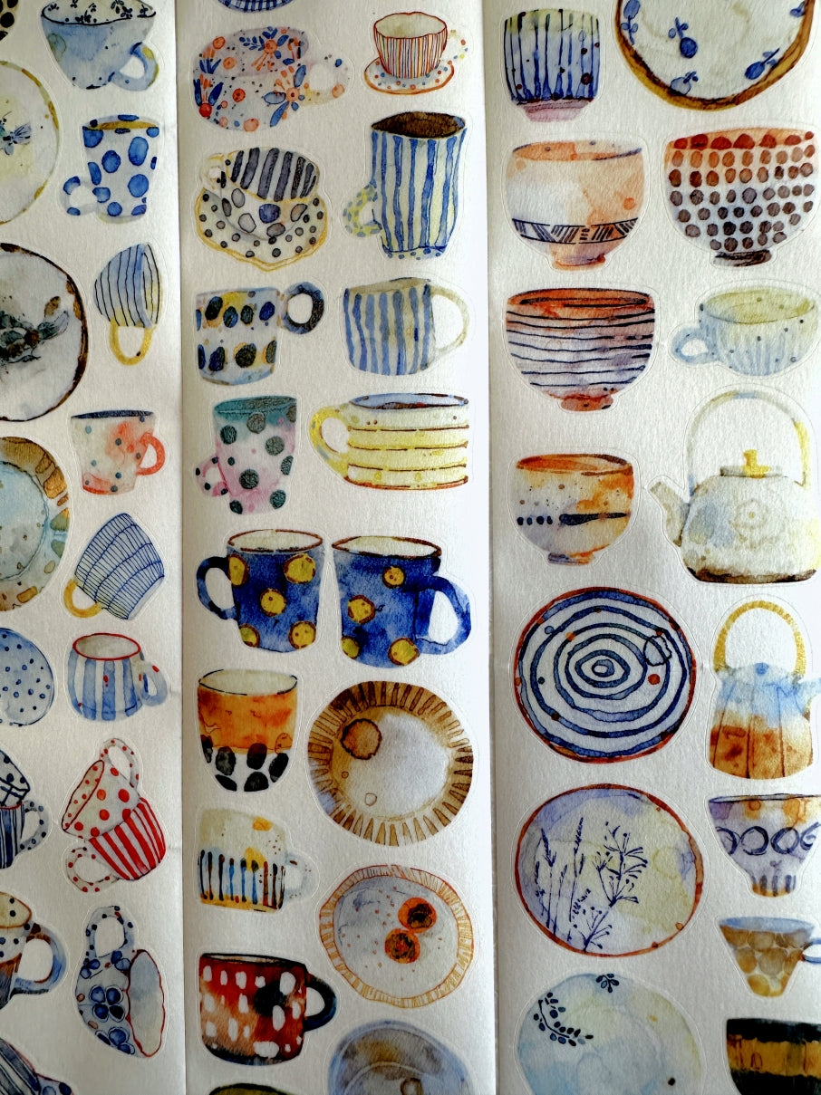 Ding Ding - Gentle Moments, Soothing Ceramics kiss-cut washi tape SAMPLES
