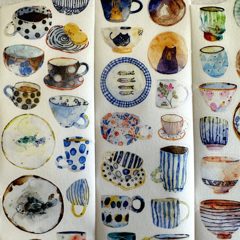 Ding Ding - Gentle Moments, Soothing Ceramics kiss-cut washi tape SAMPLES