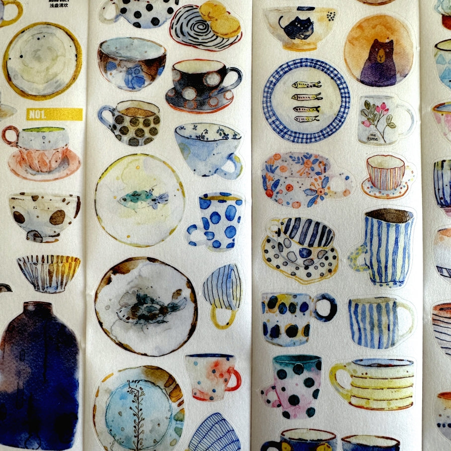 Ding Ding - Gentle Moments, Soothing Ceramics kiss-cut washi tape SAMPLES